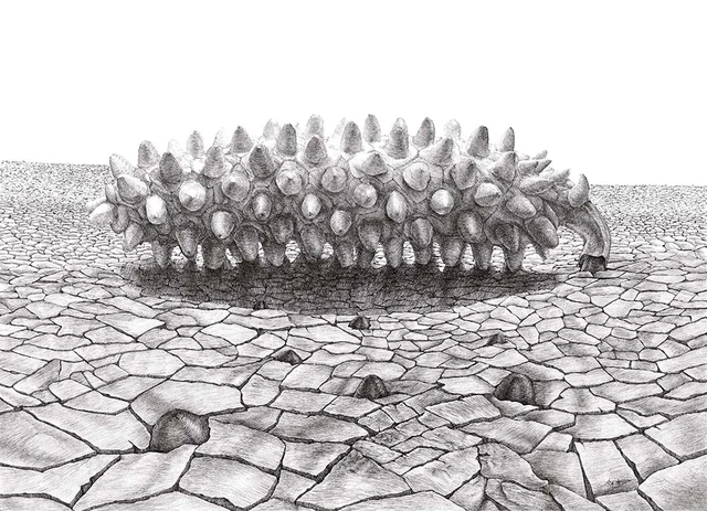 Alien Horizon surreal science-fiction pen and ink artwork by Neringa Zibaite